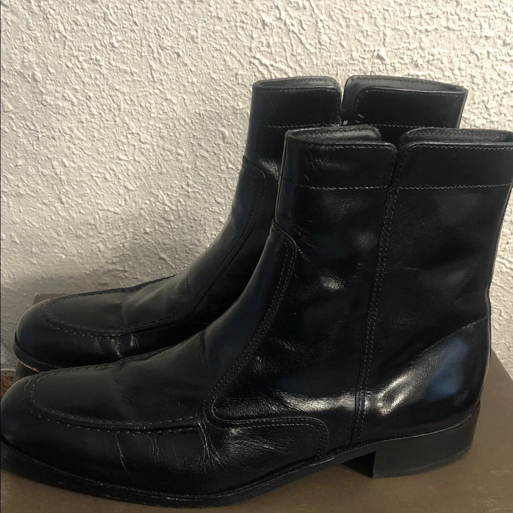 Florsheim Black Leather Zip Dress Boots - Picture 13 of 16